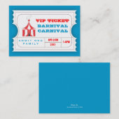 Carte De Visite BLEU FAIT SUR COMMANDE de billet d'admission de (Devant / Derrière)