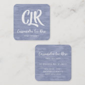 Carte de visite bleu fané de carré de monogramme (Devant / Derrière)