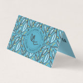 Carte De Visite Bleu Feuille bilingue plié (Dos)