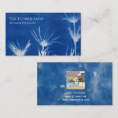Carte de visite bleu fleur (Devant / Derrière)