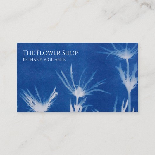 Carte de visite bleu fleur (Devant)