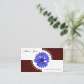 Carte De Visite Bleu fleur de corne calligraphie rouge foncé blanc (Debout devant)