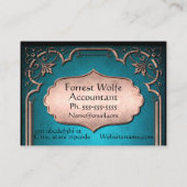 Carte De Visite Bleu fleur de lis damas victorien bronze (Dos)