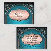Carte De Visite Bleu fleur de lis damas victorien bronze (Devant / Derrière)