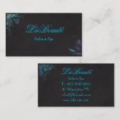 Carte de visite bleu floral de turquoise de spa (Devant / Derrière)
