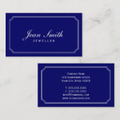 Carte de visite bleu-foncé de bijoux de cadre (Devant / Derrière)