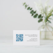 Carte de visite bleu-foncé de CODE de mod QR (Debout devant)