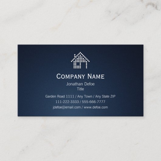 Carte de visite bleu-foncé d'immobiliers (Devant)
