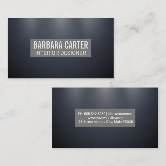 Carte De Visite Bleu foncé élégant Gris subtil (Devant / Derrière)