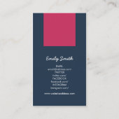Carte De Visite Bleu foncé et Design d'intérieur rose foncé Médias (Dos)