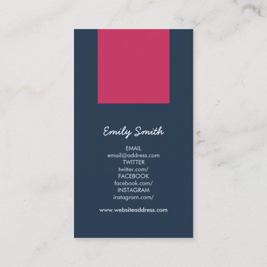 Carte De Visite Bleu foncé et Design d'intérieur rose foncé Médias (Dos)