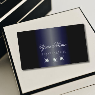 Carte De Visite Bleu foncé et noir brillant Diamants élégant