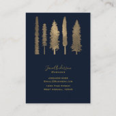 Carte De Visite Bleu foncé et or Forêt Boisée Arbres Rustique (Dos)