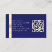 Carte De Visite Bleu foncé et or, Générer QR Code Nom et monogramm (Dos)
