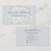 Carte De Visite Bleu foncé, floral et géométrique (Devant / Derrière)