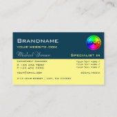 Carte De Visite Bleu foncé Jaune Chic avec logo professionnel (Dos)