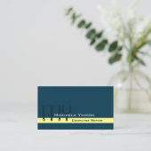 Carte De Visite Bleu foncé Jaune clair avec Initiales Professionne (Debout devant)