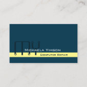 Carte De Visite Bleu foncé Jaune clair avec Initiales Professionne (Devant)