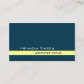 Carte De Visite Bleu foncé Jaune Classique Simple Professionnel (Devant)