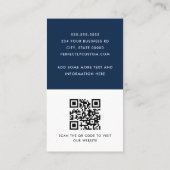 Carte De Visite bleu foncé moderne et blanc ajouter photo code QR (Dos)