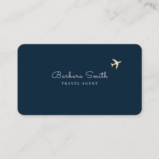 Carte de visite bleu foncé pour un agent de voyage (Devant)
