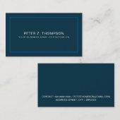 Carte De Visite Bleu foncé simple et moderne (Devant / Derrière)