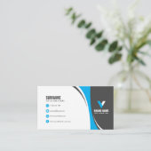 Carte De Visite Bleu frappant élégant (Debout devant)