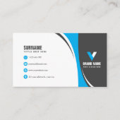 Carte De Visite Bleu frappant élégant (Devant)