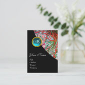 Carte De Visite BLEU GEM DAMASK MONOGRAS 3 fuchsia vert rose rouge (Debout devant)