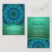 Carte De Visite Bleu & Gems Vert Mandala (Devant / Derrière)
