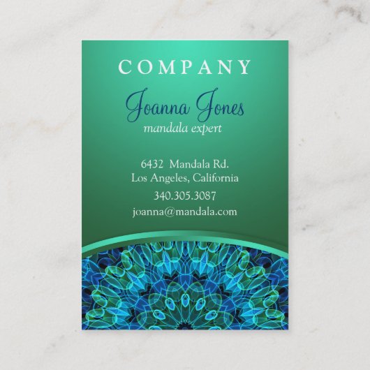 Carte De Visite Bleu & Gems Vert Mandala (Dos)
