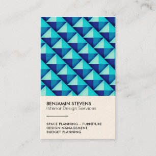 Carte De Visite Bleu géométrique de motif de pyramide de triangl