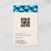 Carte De Visite Bleu géométrique de motif de pyramide de triangle (Dos)