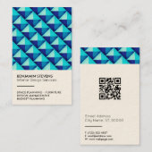 Carte De Visite Bleu géométrique de motif de pyramide de triangle (Devant / Derrière)