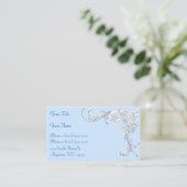 Carte De Visite Bleu glace Ouest style Floral Corner (Debout devant)