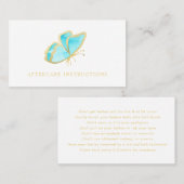 Carte De Visite Bleu Gold Butterfly Lash Instructions de soins pos (Devant / Derrière)