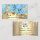 Carte De Visite Bleu Gold Roses logo de la Fleur Planificateur d'é (Devant / Derrière)