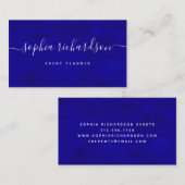 Carte De Visite Bleu gras| Aquarelle et script (Devant / Derrière)