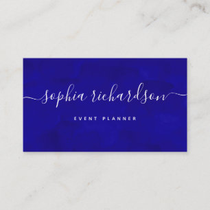 Carte De Visite Bleu gras Aquarelle et script