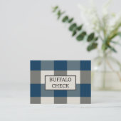 Carte De Visite Bleu Gris Blanc Buffle Check (Debout devant)