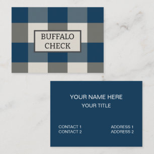 Carte De Visite Bleu Gris Blanc Buffle Check