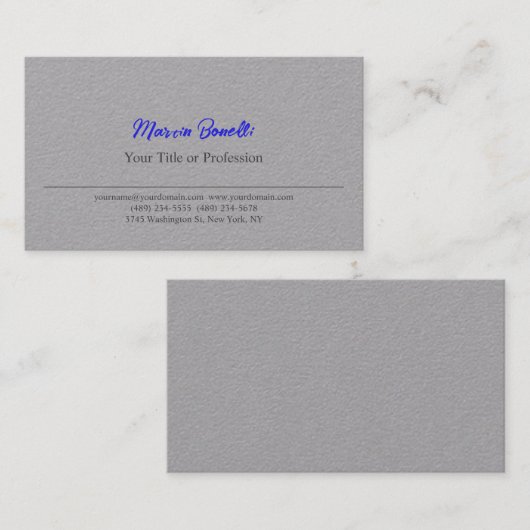 Carte De Visite Bleu gris de qualité supérieure (Devant / Derrière)