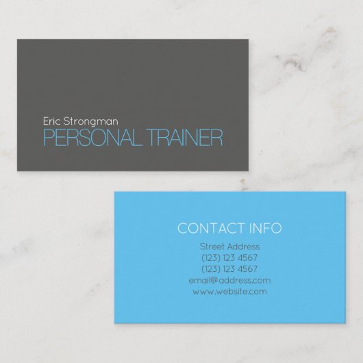 Carte De Visite Bleu gris de ton audacieux moderne de duo (Devant / Derrière)