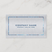 Carte De Visite Bleu gris métallique Bordure en acier brossé Look (Devant)