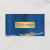 Carte De Visite Bleu gris métallique Wave Gold Frame (Dos)