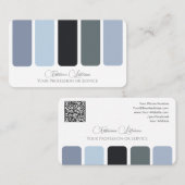 Carte De Visite Bleu gris palette de couleurs calligraphie QR-Code (Devant / Derrière)