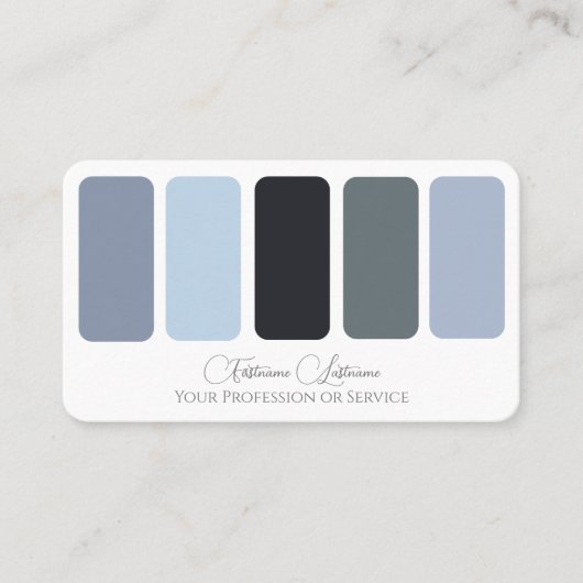 Carte De Visite Bleu gris palette de couleurs calligraphie QR-Code (Devant)