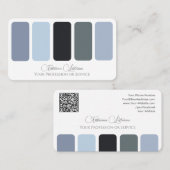 Carte De Visite Bleu gris palette de couleurs calligraphie QR-Code (Devant / Derrière)