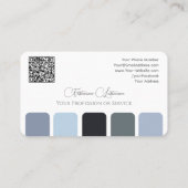 Carte De Visite Bleu gris palette de couleurs calligraphie QR-Code (Dos)