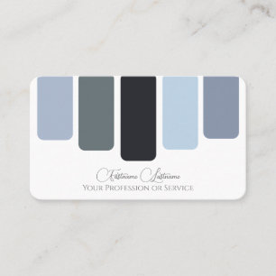 Carte De Visite Bleu gris palette de couleurs calligraphie QR-Code